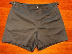 30 Dandy Del Mar Mens Swim Shorts Charcoal Black Side Tab Tailored Trunks